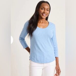 Tommy Bahama light sky heather blue "Ashby Isles" 3/4 sleeve scoop neck tee sz L